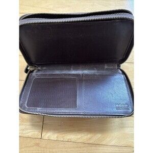 HOBO International Vintage Retro Y2K Double Zip Around Leather Wallet Pouch 90s